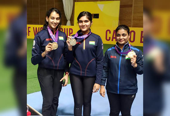 Indian Women Trio Clinch Gold Medal in ISSF World Cup Women's 10m Air Pistol Team Event 