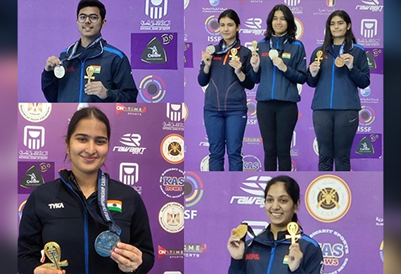 India's Ramita wins the Junior Women's 10m Air Rifle Competition with a Gold Medal