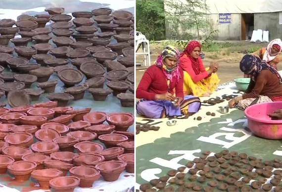 Women Group Promotes Environmental Conservation and Self-Sufficiency by Making Diyas 