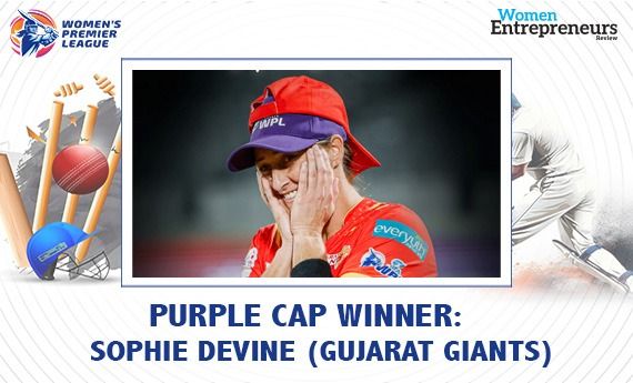 Gujarat Giants’ Sophie Devine claimed the Purple Cap with 17 wickets in 9 matches, maintaining an economy of 8.28